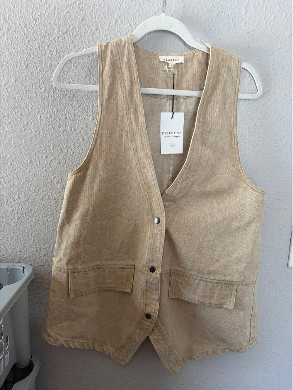 NWT Promesa denim vest size S tan. $64 retail from boutique